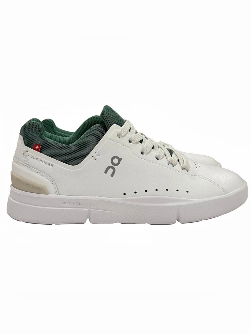 On The Roger Advantage Women's Sneakers White & Emerald Green | Size 6 US
